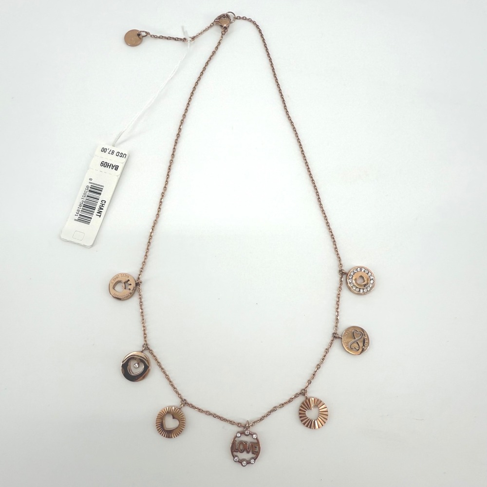 Brosway Chant Rose Gold Necklace with Love‎ Charm Accents BAH09 NEW